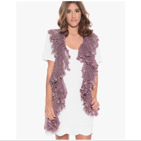 Boutique Accessories - Women’s Mauve Purple Crochet Knit Winter Scarf